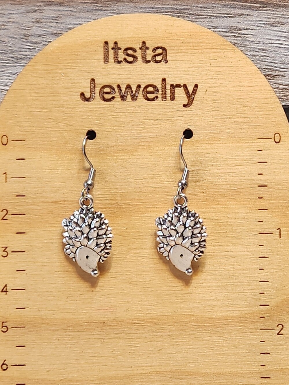 Porcupine Charm Earrings On Stainless Steel French Earwires A05 - Picture 2 of 4